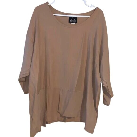 Anthony Mark Hankins Collection Womens Top 1X Beige Oversized Fit - Picture 1 of 9